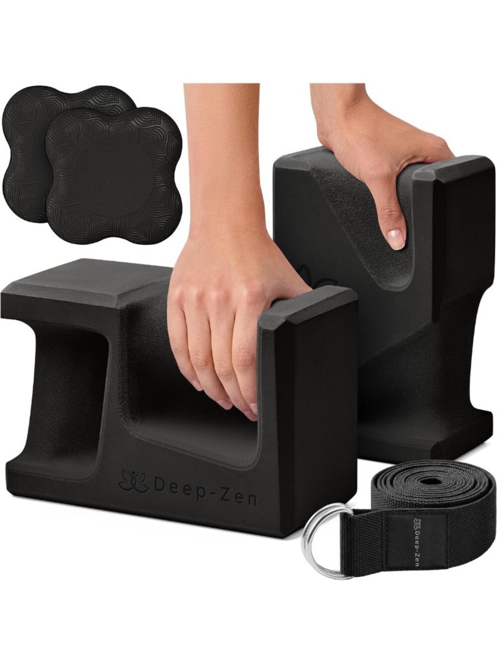 Ergonomic Yoga Blocks 2-Pack | EVA Foam Exercise Bricks & Knee Pads Set